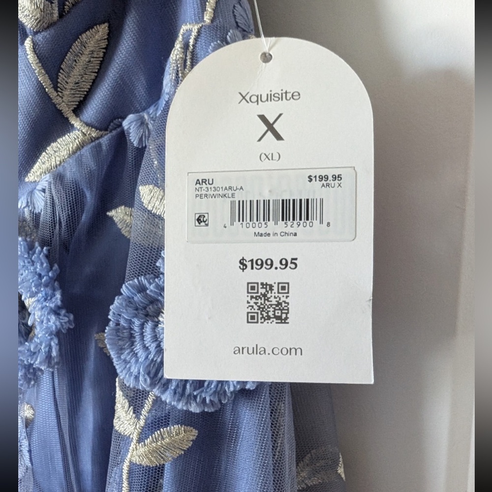 Arula Women’s Floral Mesh Embroidered Strappy Maxi Dress Periwinkle NWT Sz XL - Picture 7 of 8